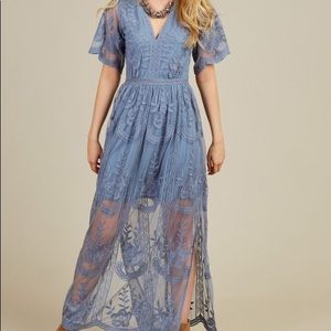 Dusty Blue Altar’D State lace maxi dress